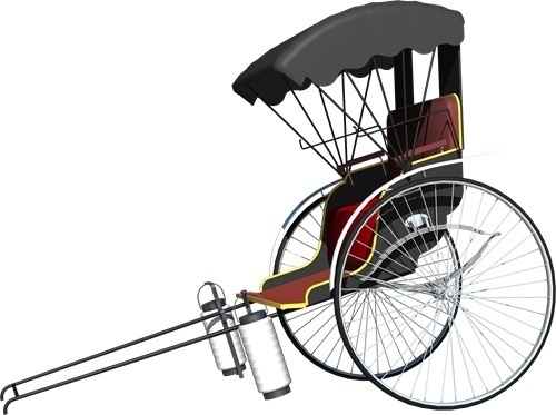 人力車、背景透明切り抜き画像4002