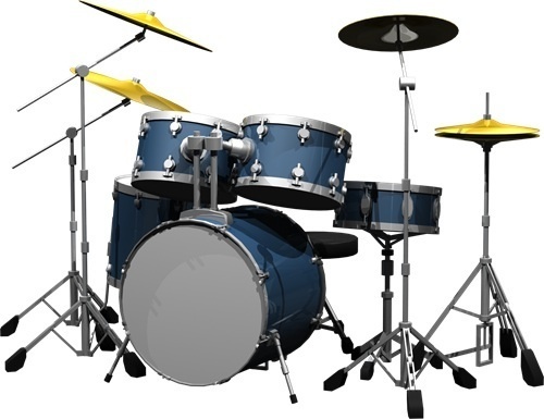 楽器ドラムセット背景透明切り抜き画像　青色002