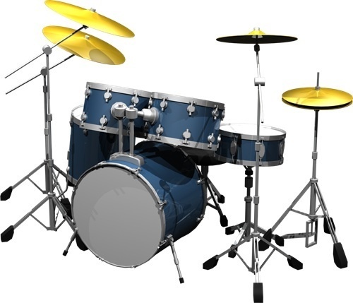 楽器ドラムセット背景透明切り抜き画像　青色004