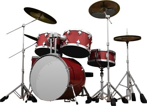 楽器ドラムセット背景透明切り抜き画像　赤色004