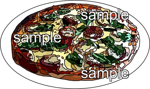 料理ピザのイラスト、背景透明切り抜き画像