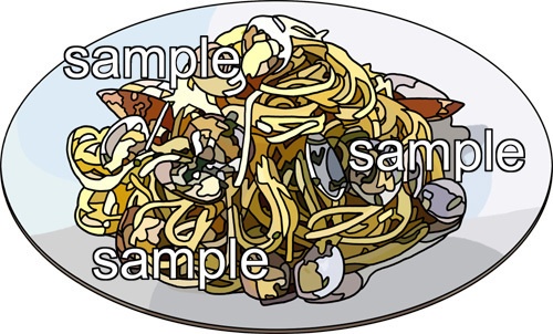 料理ボンゴレのイラスト、背景透明切り抜き画像