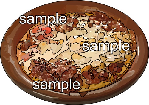 料理ラザニアのイラスト、背景透明切り抜き画像