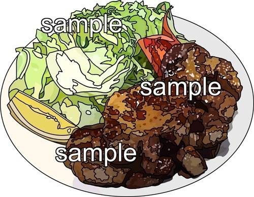 生姜焼きのイラスト、背景透明切り抜き画像