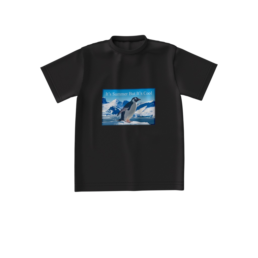 Tシャツ黒 氷山とペンギン