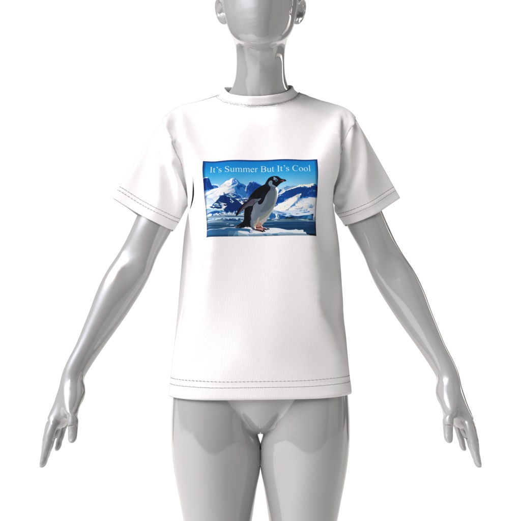 Tシャツ白 氷山とペンギン