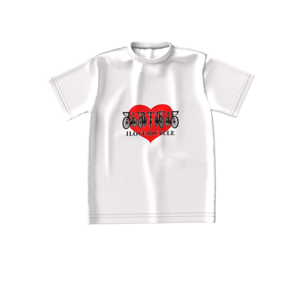 Tシャツ白 自転車とハート
