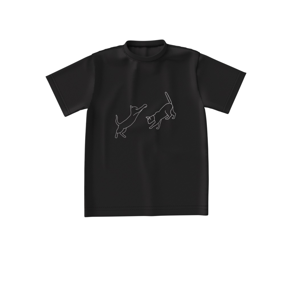 Tシャツ黒 猫線画