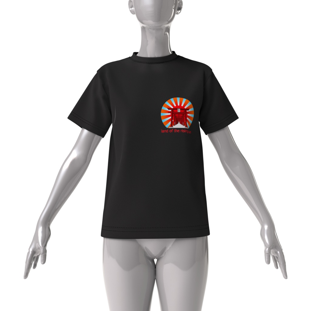 Tシャツ 鳥居と太陽の黒