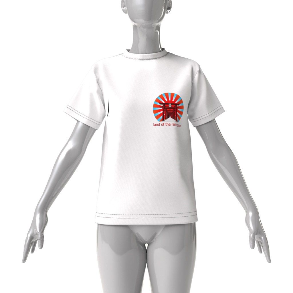 Tシャツ白 鳥居と太陽