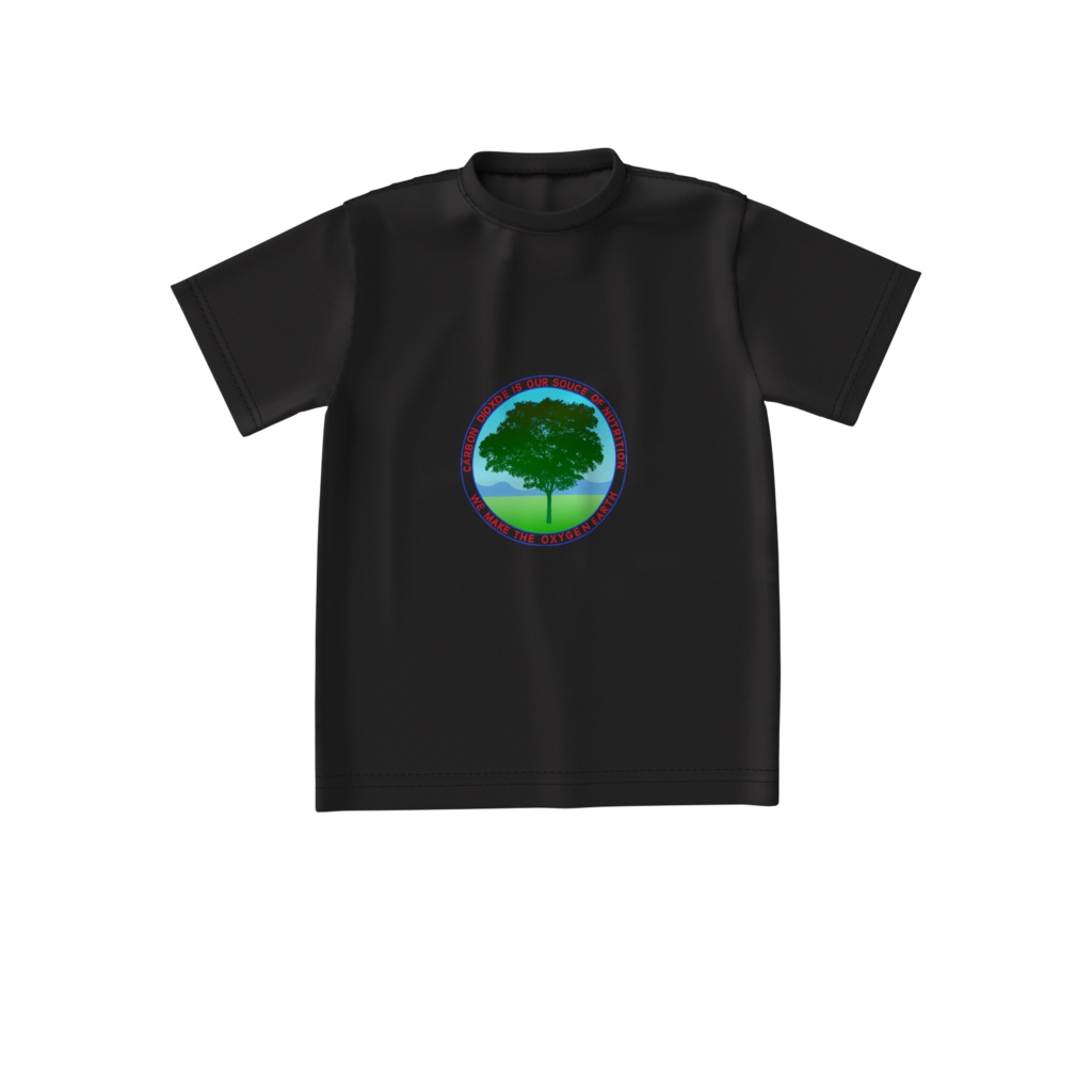 Tシャツ黒 樹木と二酸化炭素1
