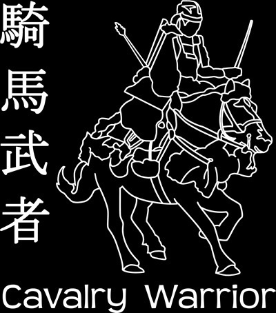 Tシャツ紺 騎馬武者 日英