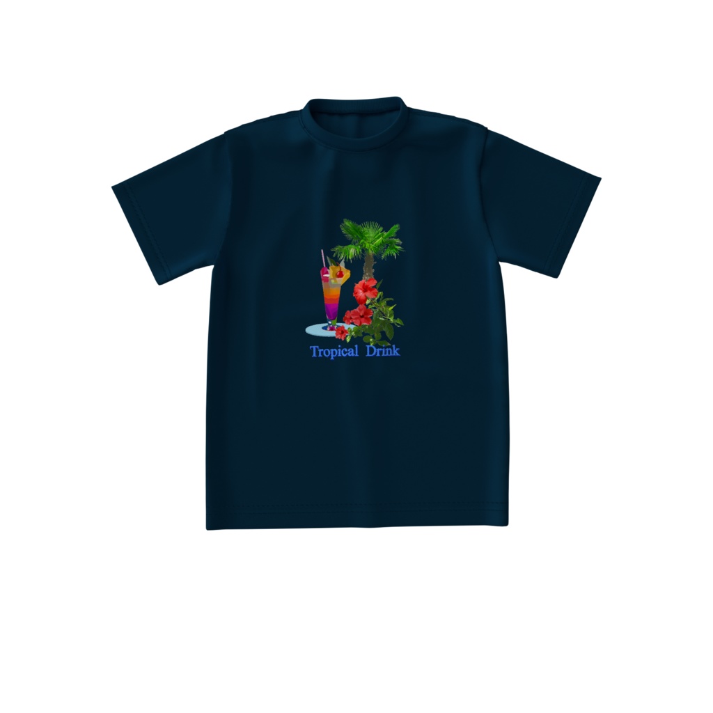 Tシャツ紺 トロピカルドリンク1