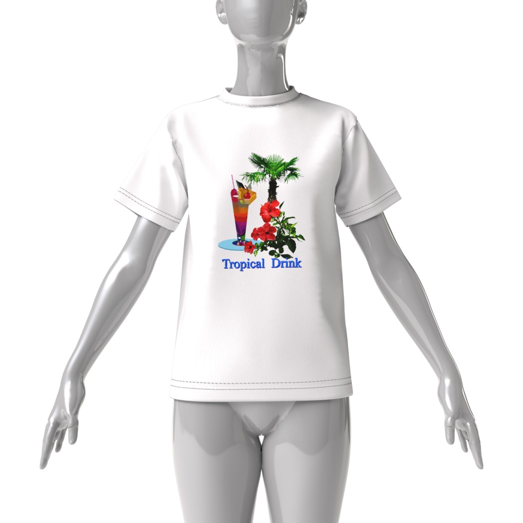 Tシャツ白 トロピカルドリンク1