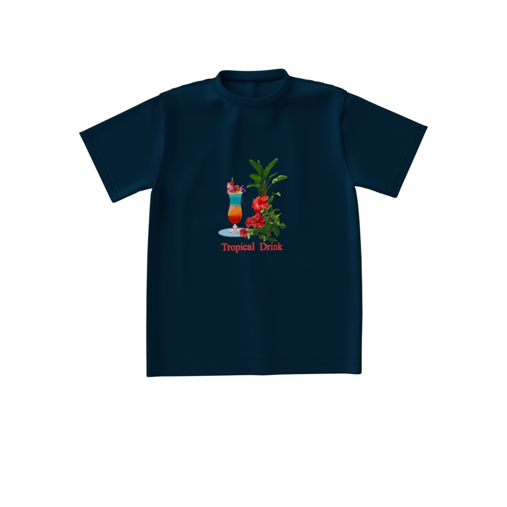 Tシャツ紺 トロピカルドリンク2