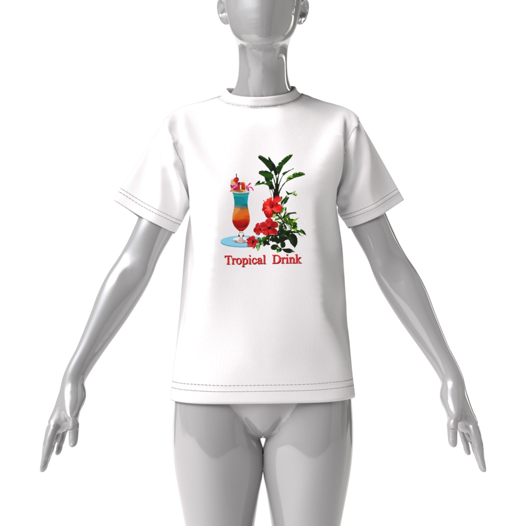 Tシャツ白 トロピカルドリンク2