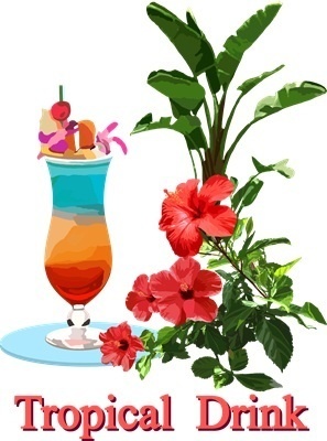 Tシャツ白 トロピカルドリンク2