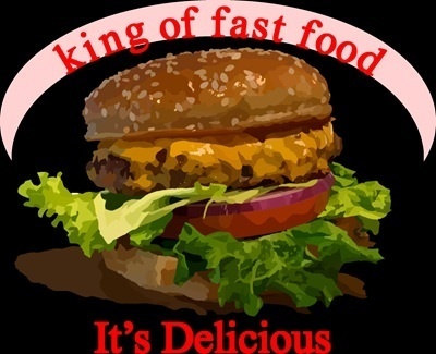 Tシャツ紺 ハンバーガー