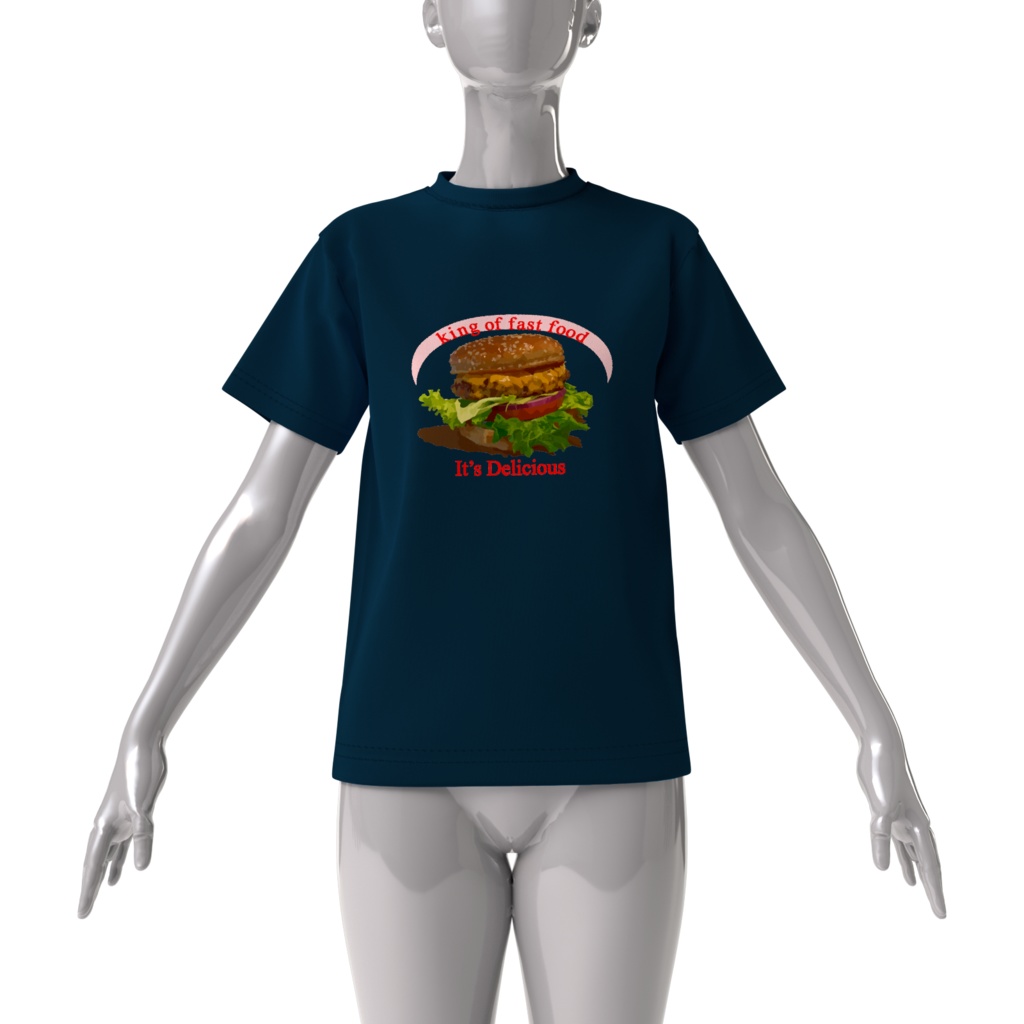 Tシャツ紺 ハンバーガー