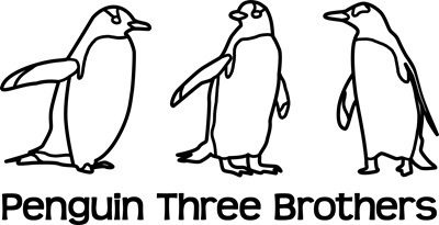 Tシャツ白 ペンギン三兄弟