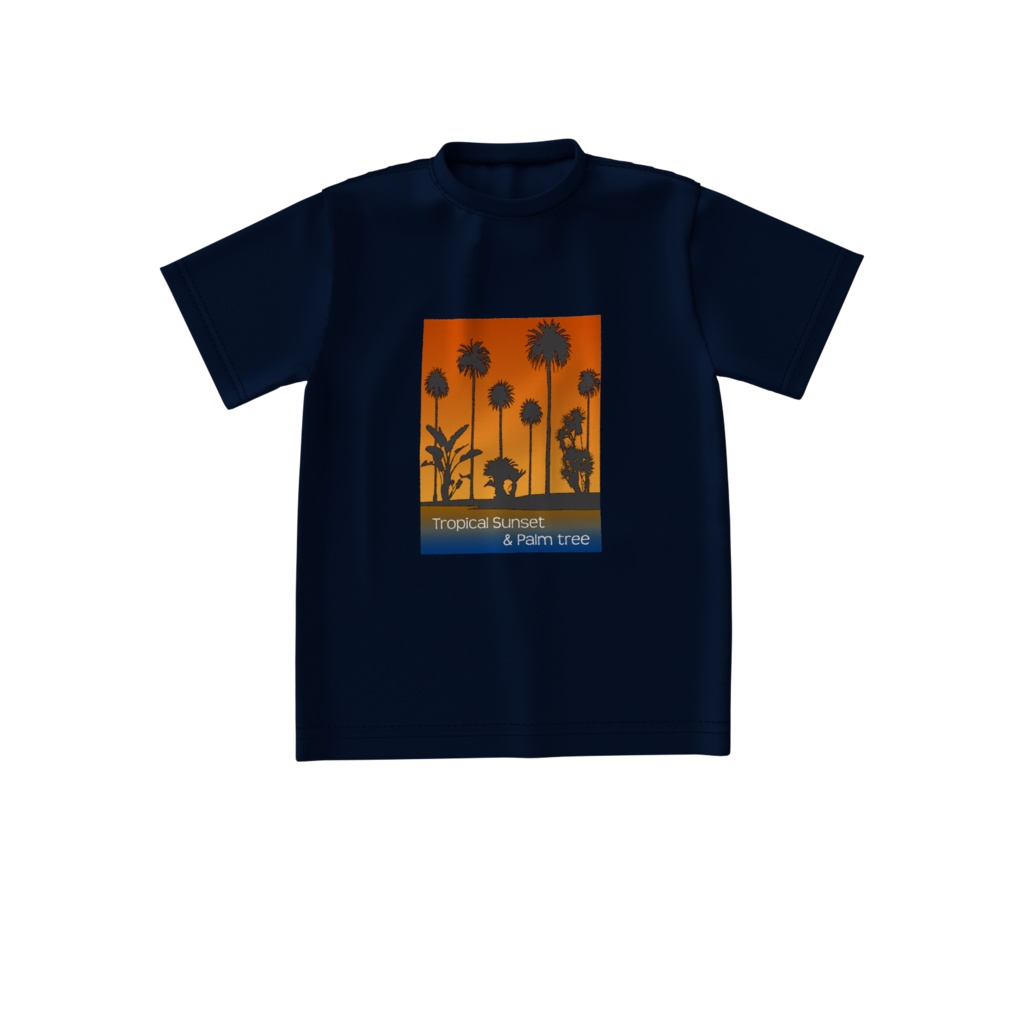 Ｔシャツ紺トロピカル、サンセット