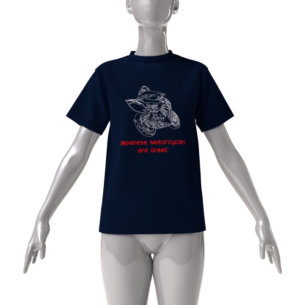 Tシャツ紺、バイク忍者1