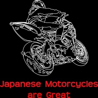 Tシャツ紺、バイク忍者1