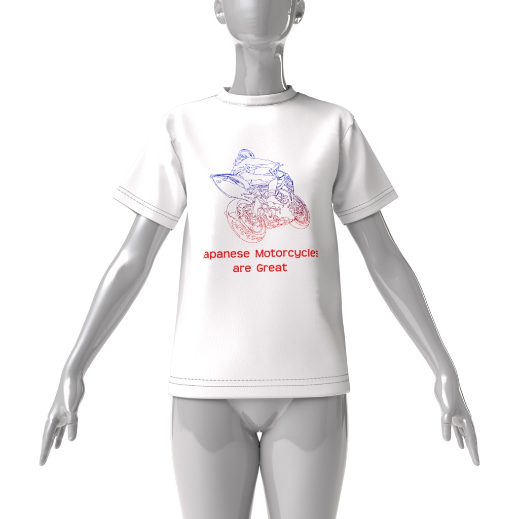 Tシャツ白、バイク忍者2