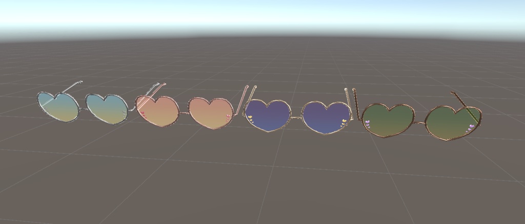 ラインストーン付きハートサングラス【VRChat想定アクセサリー】
