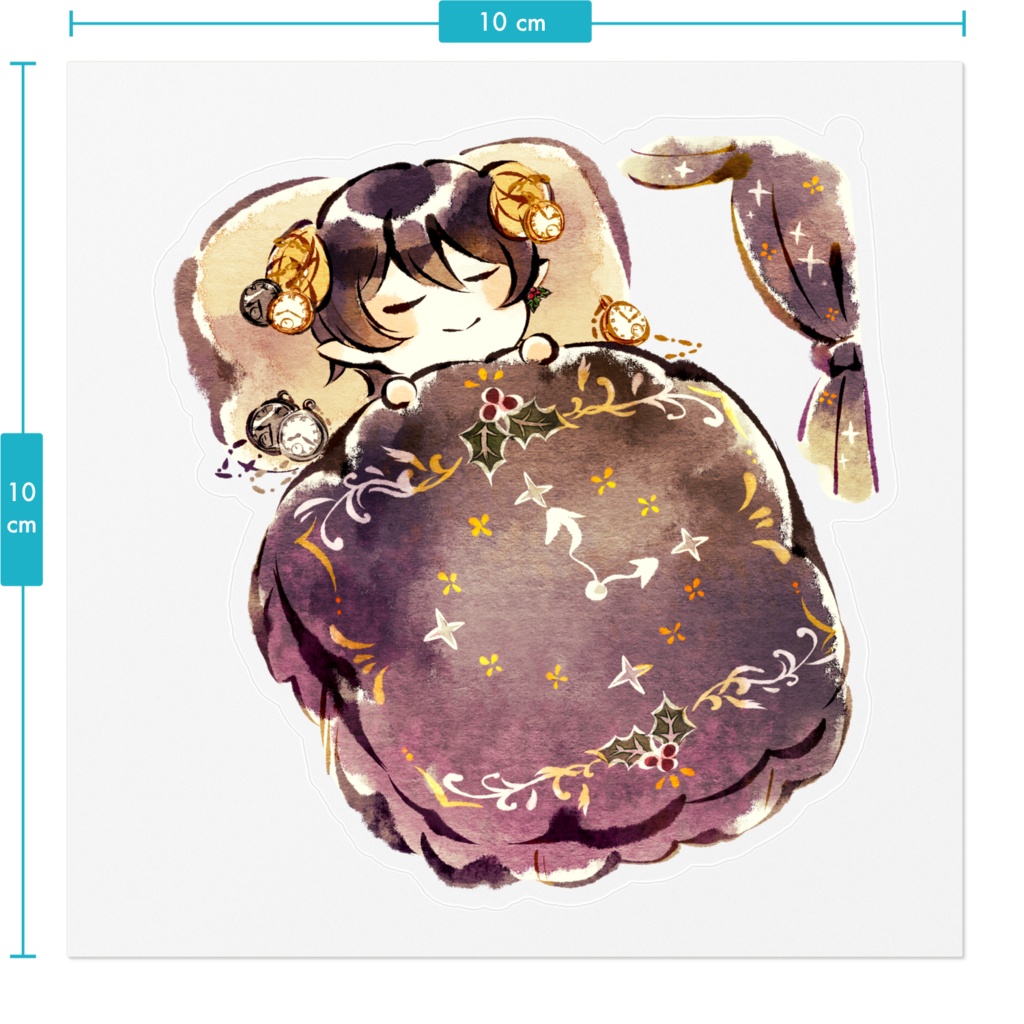 おやすみステッカー(10㎝*10㎝)(カーテン有/クリア)