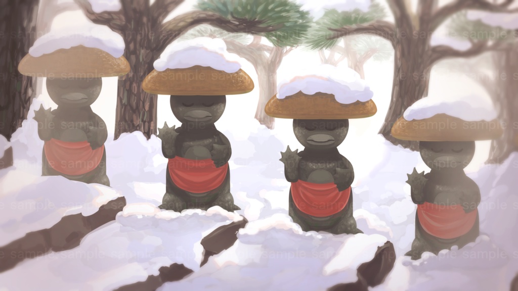 【配信背景】笠子地蔵の居る雪道