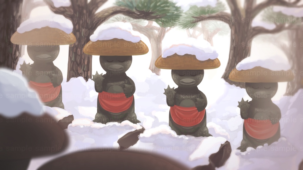 【配信背景】笠子地蔵の居る雪道