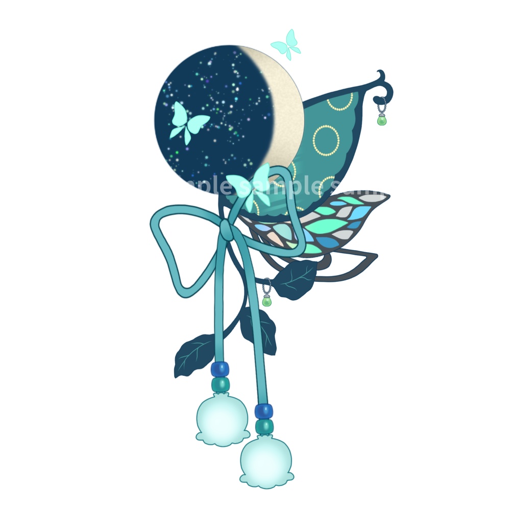 【Live2D Item】月と蝶の飾り moon light ribbon【VTubeStudio】