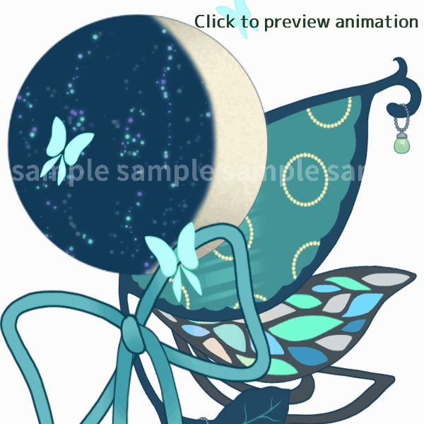 【Live2D Item】月と蝶の飾り moon light ribbon【VTubeStudio】