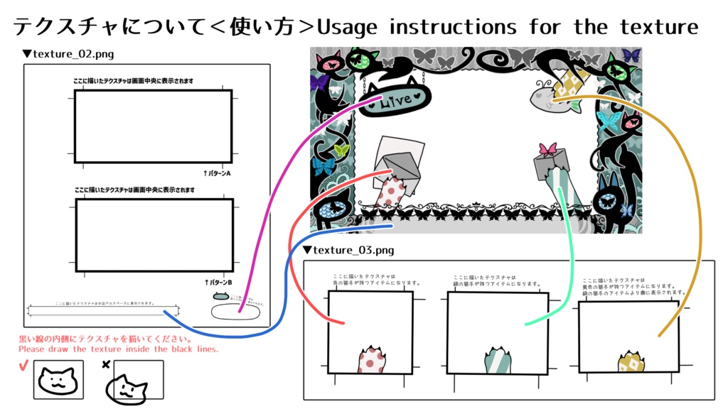 【Overlay Live2D Item】黒猫と蝶の枠 Black Cat and Butterfly Frame【VTS】