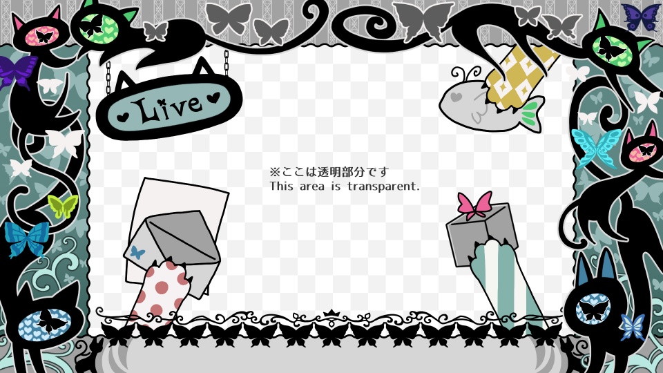 【Overlay Live2D Item】黒猫と蝶の枠 Black Cat and Butterfly Frame【VTS】