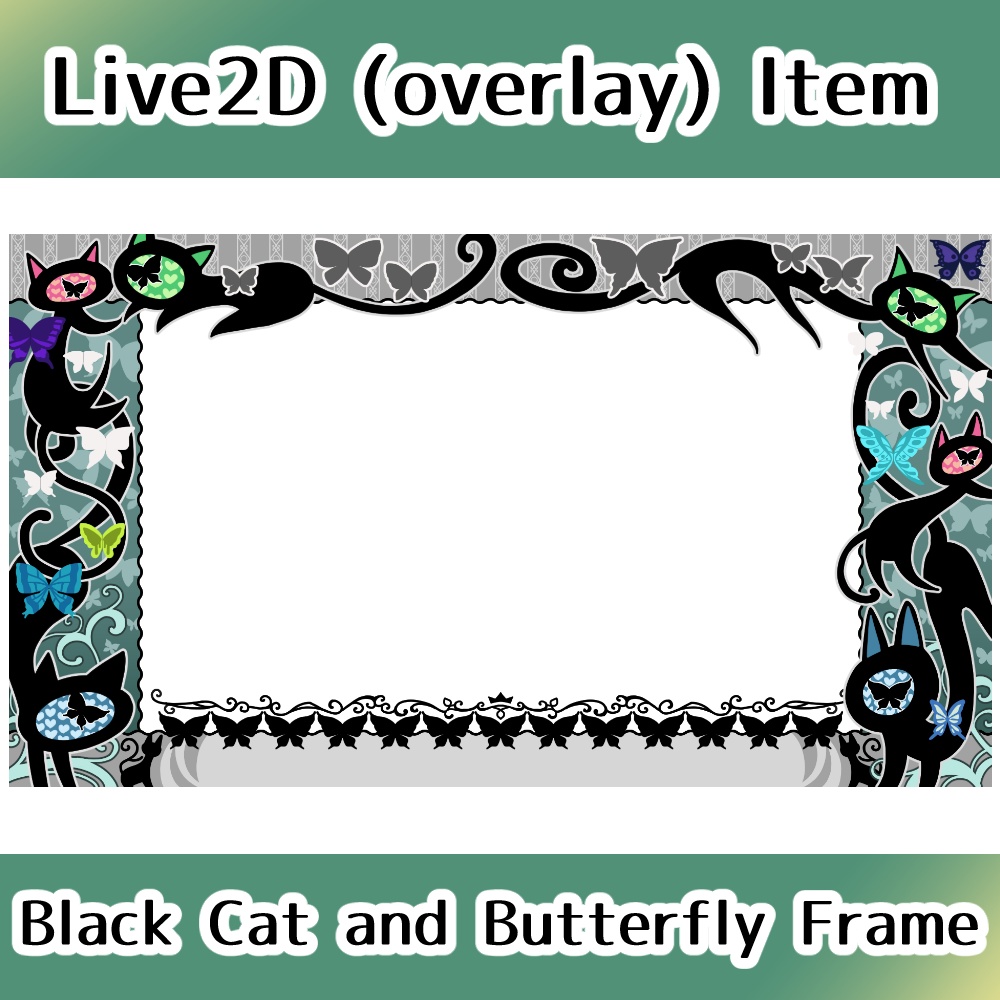 【Overlay Live2D Item】黒猫と蝶の枠 Black Cat and Butterfly Frame【VTS】