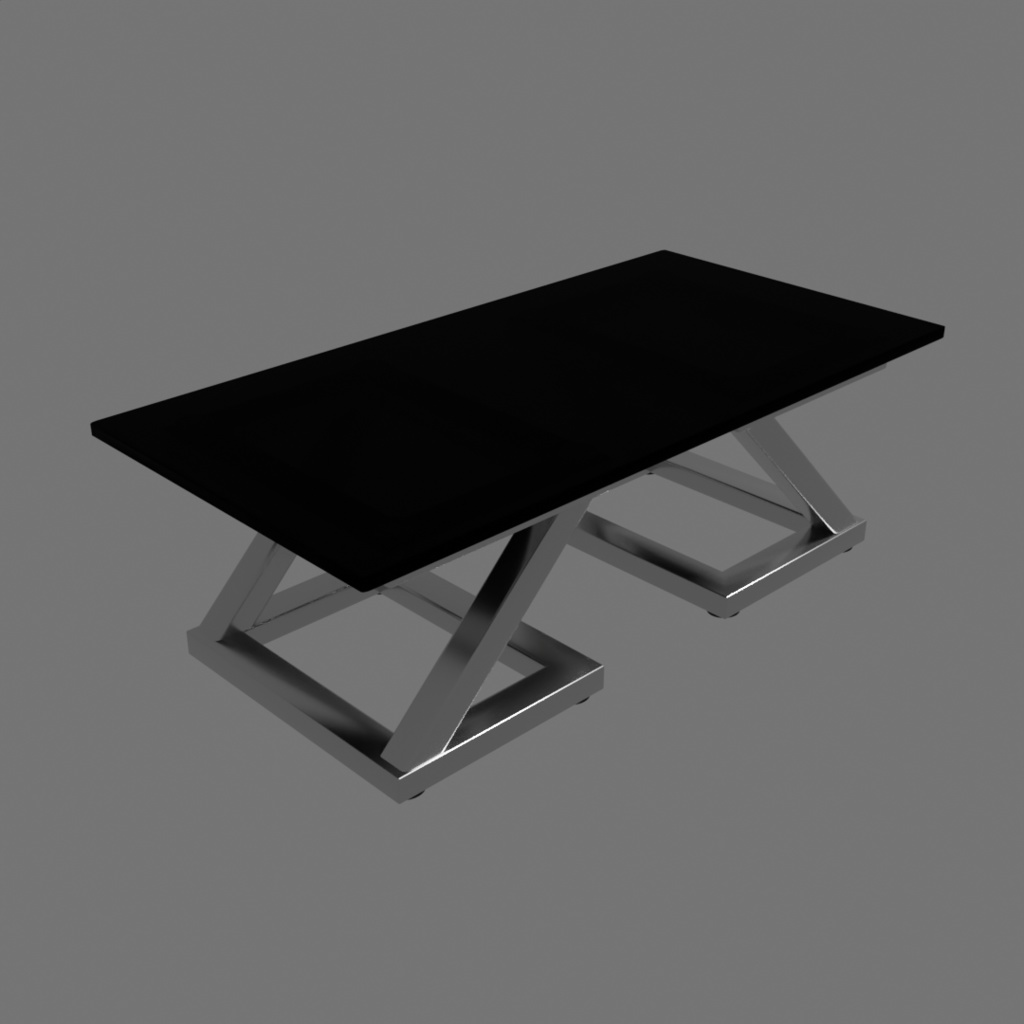 ガラス天板のローテーブル【3Dモデル】