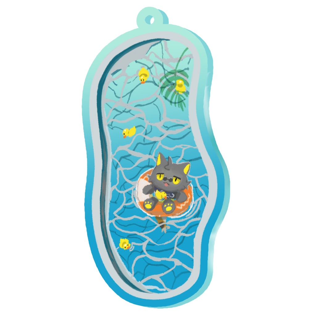 ねこねこリー水面アクリルキーホルダー