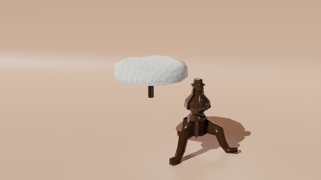 アンティーク スツール 3Dローポリモデル