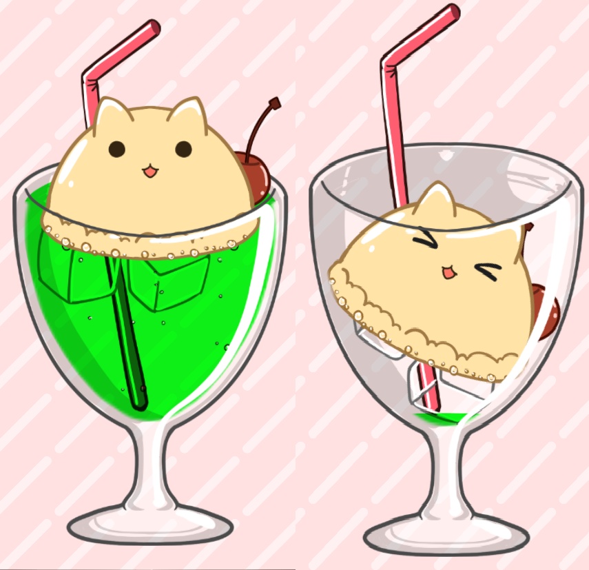 【Live2D素材】飲めるメロンソーダ猫