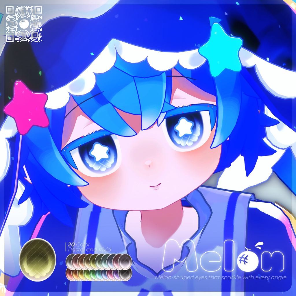【3 Avatars 対応】Melon eye texture (20 Color)