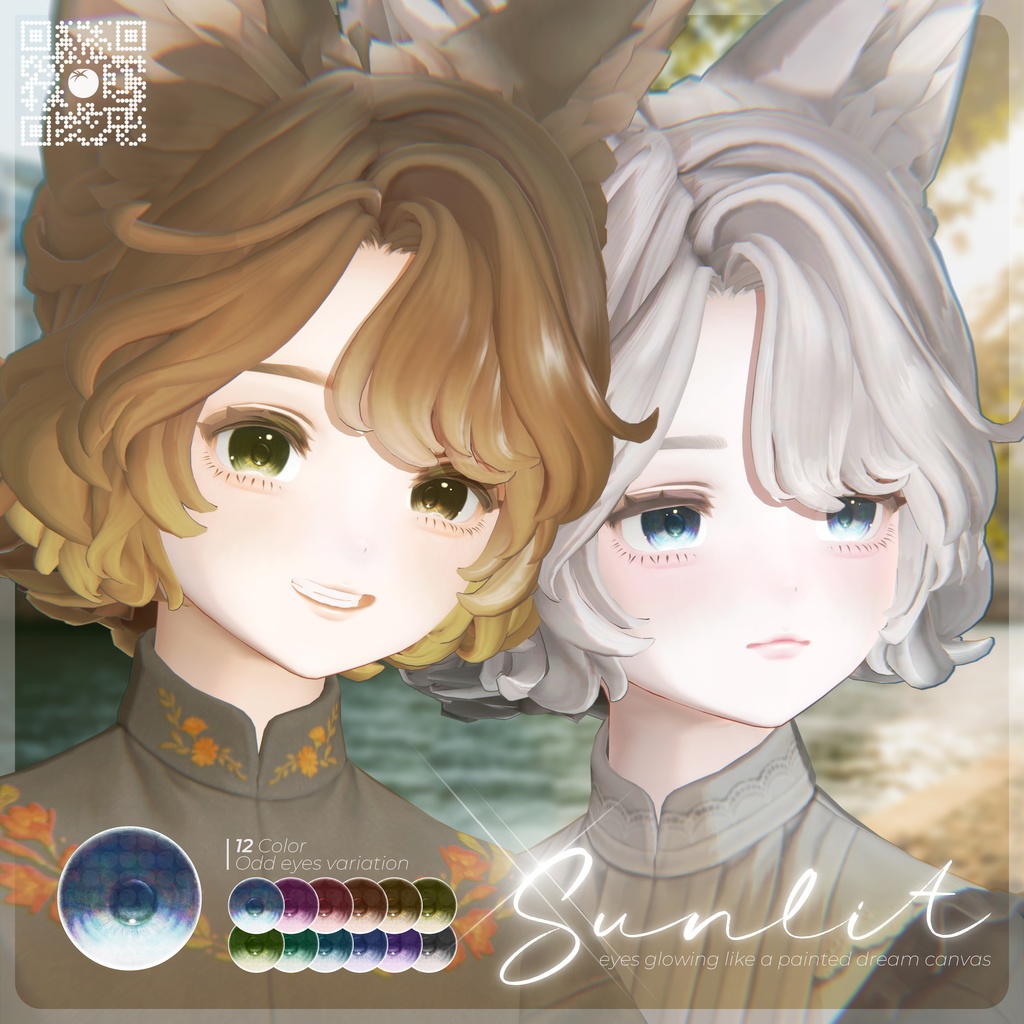 【5 Avatars 対応】Sunlit eye texture (12 Color+Odd eyes variation)