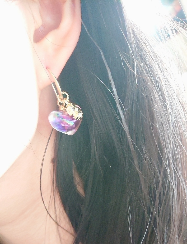推し色ハートピアス(パープル)