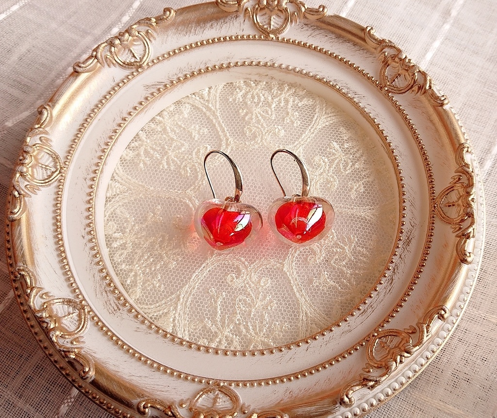 推し色ハートピアス(レッド)