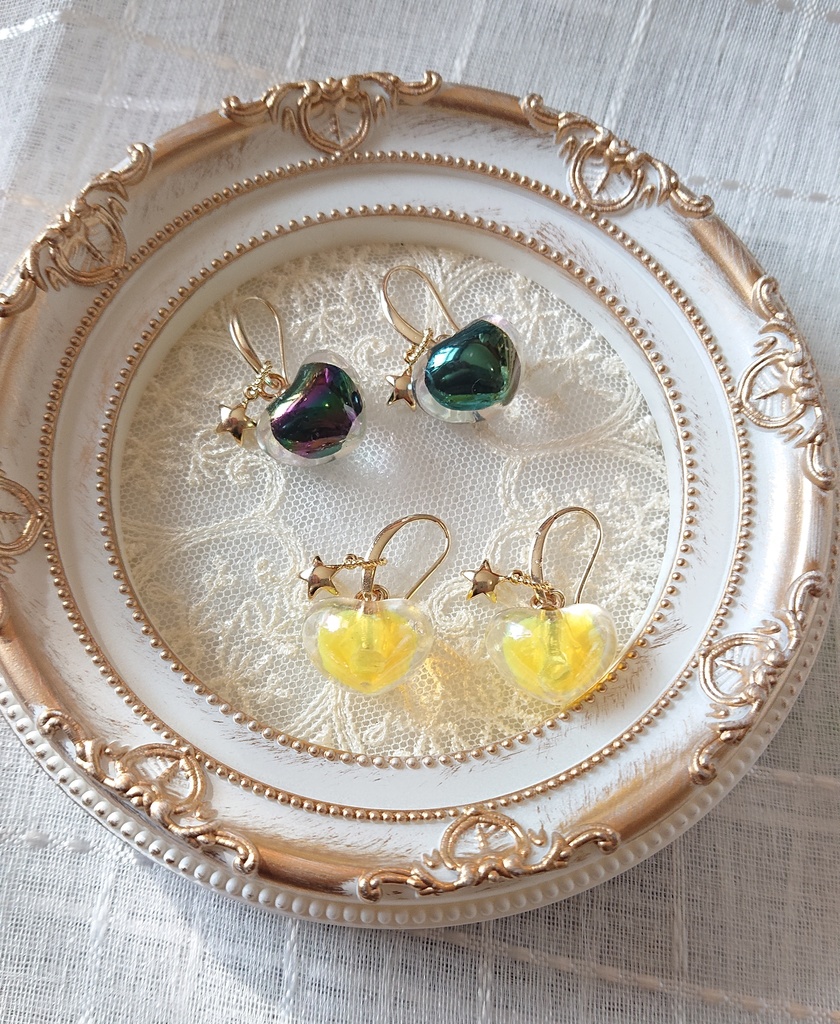 推し色ハートピアス(ブラック)