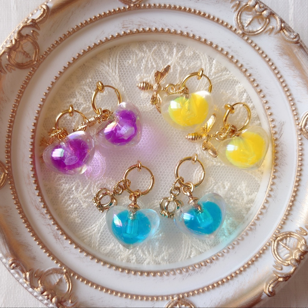 推し色ハートイヤリング(ブラック)