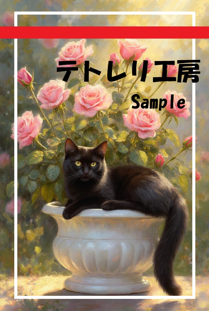 春バラと黒猫【作品番号 002】