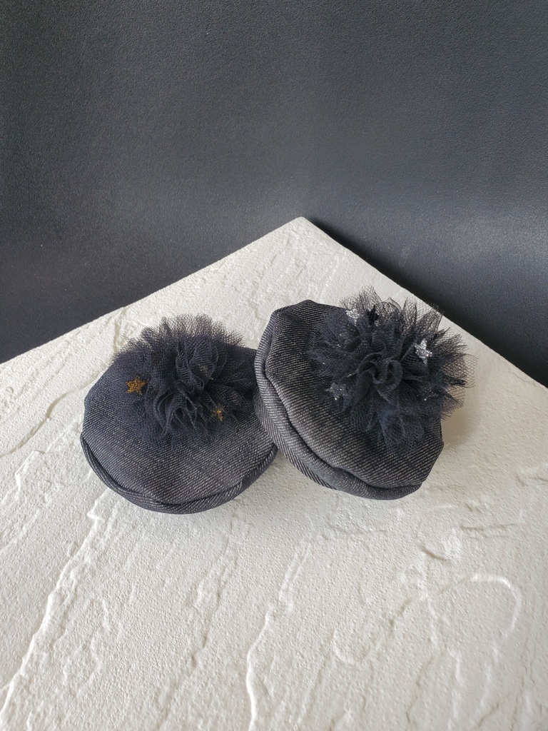 pompom-beret denim