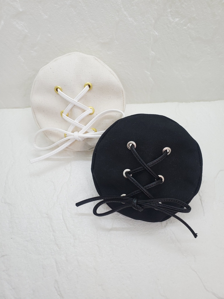 Lace-up beret monotone 